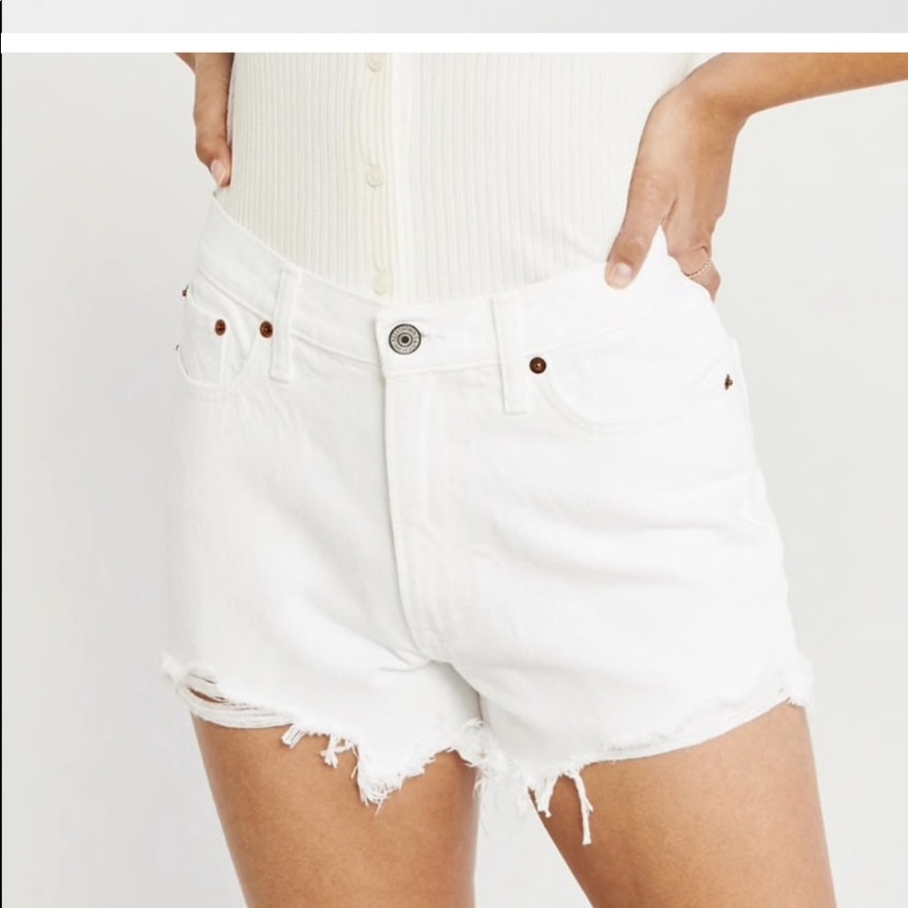 Abercrombie white high rise jean shorts